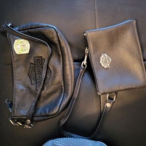 Harley-Davidson Black Leather Purse and Wallet Set